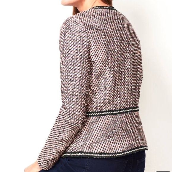 Talbots Grosgrain-Trim Tweed Jacket Blazer Women’s 16W Multicolored Classy - Picture 11 of 15